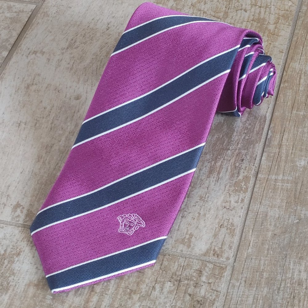 Versace Recent Purple Striped Silk Tie